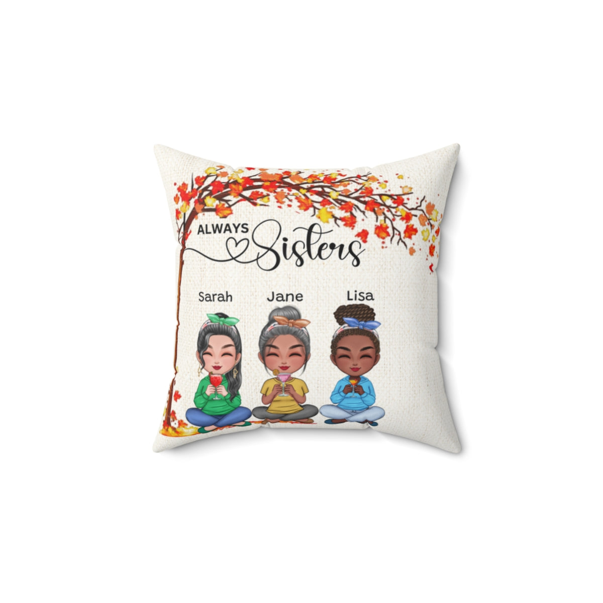 Personalized Pillow | Always Sisters | Fall Girls
