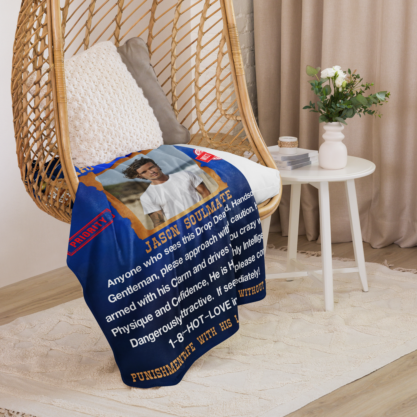 Wanted Dead Or Alive | Personalized | Blanket | Blue