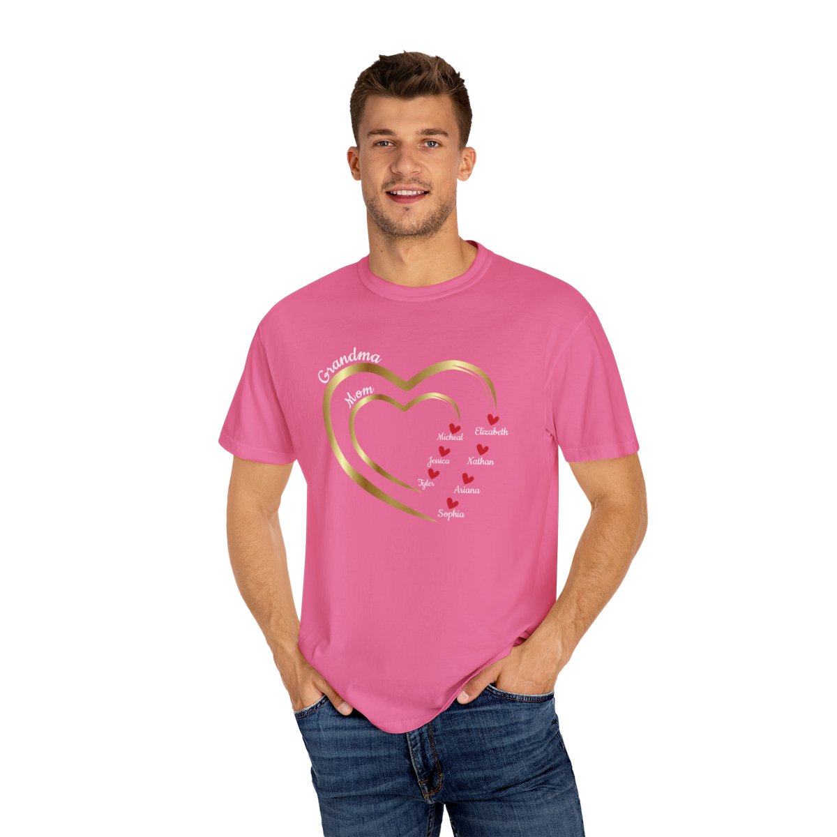 Mom-Grandma Hearts | Personalized Name | T-shirt