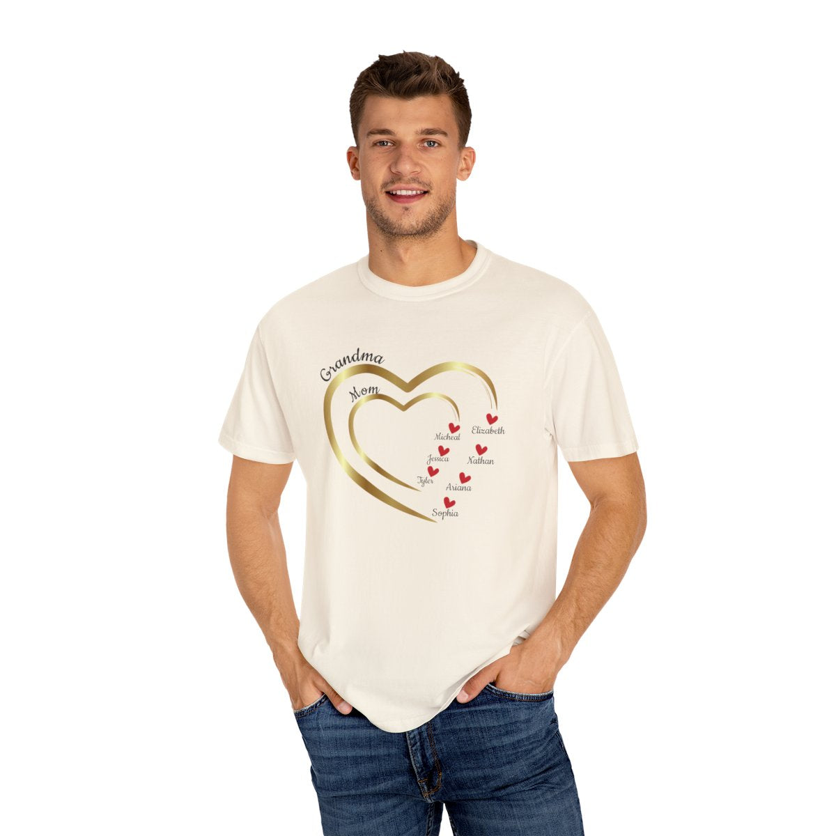 Mom-Grandma Hearts | Personalized Name | T-shirt