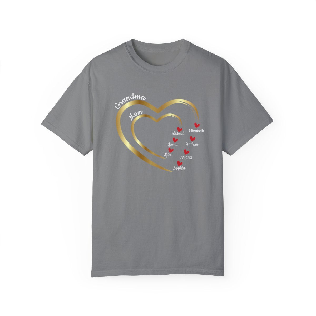 Mom-Grandma Hearts | Personalized Name | T-shirt