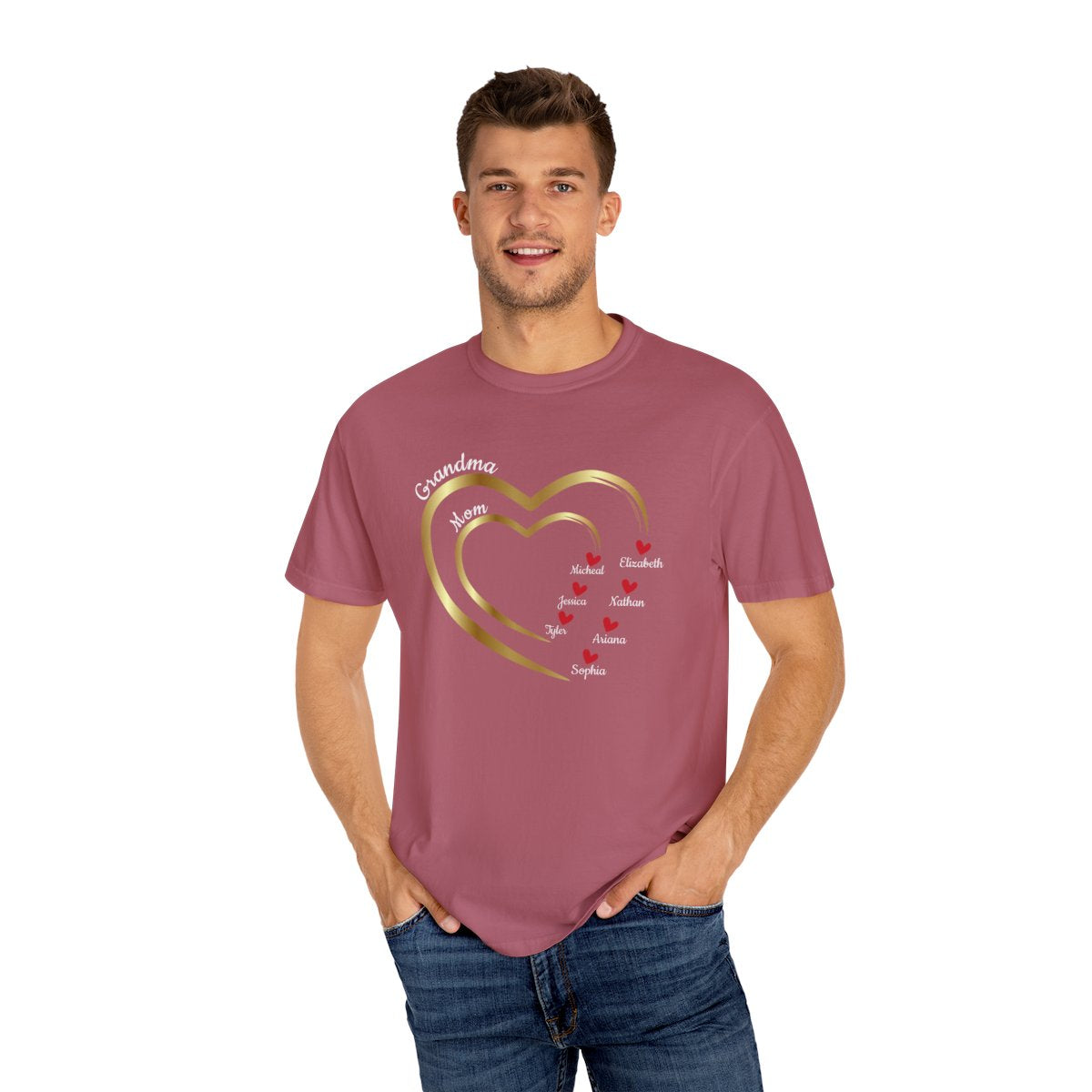 Mom-Grandma Hearts | Personalized Name | T-shirt