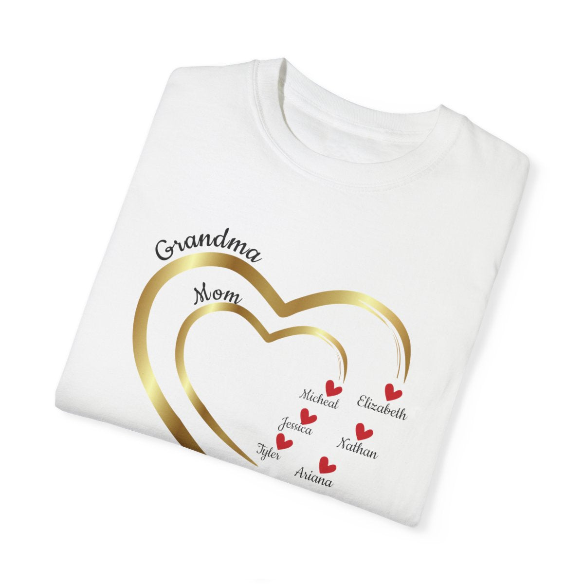 Mom-Grandma Hearts | Personalized Name | T-shirt