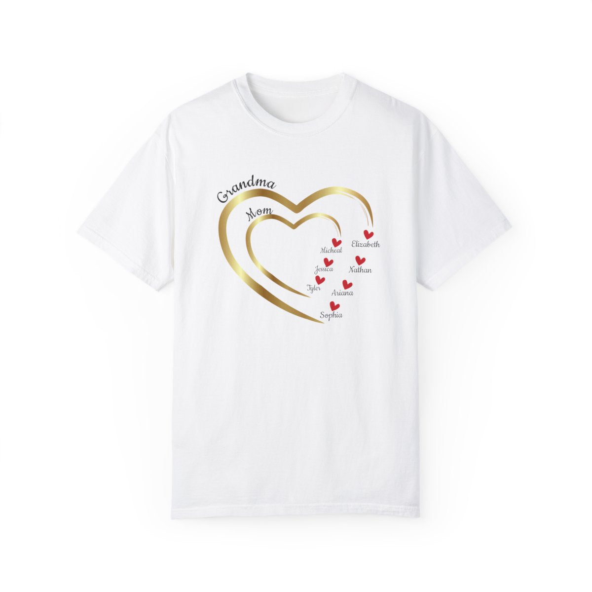 Mom-Grandma Hearts | Personalized Name | T-shirt