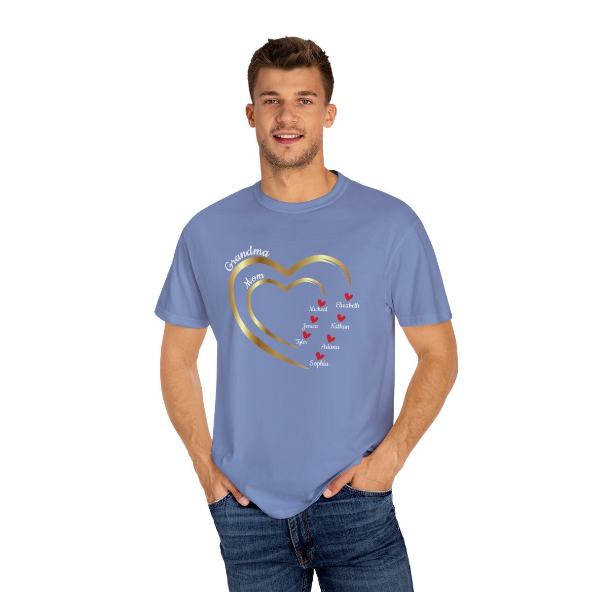 Mom-Grandma Hearts | Personalized Name | T-shirt