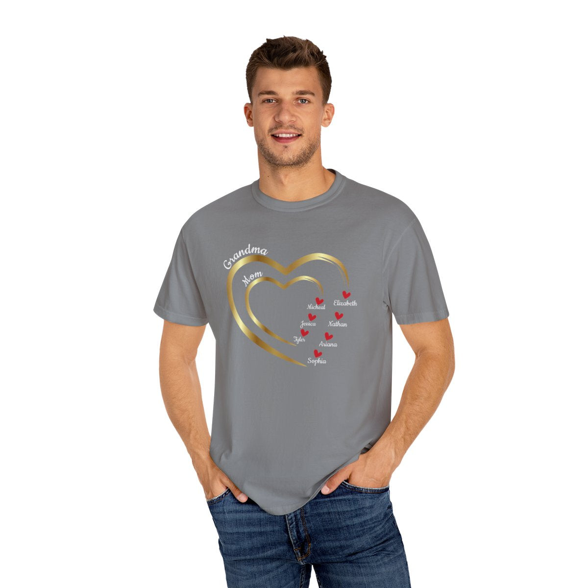 Mom-Grandma Hearts | Personalized Name | T-shirt