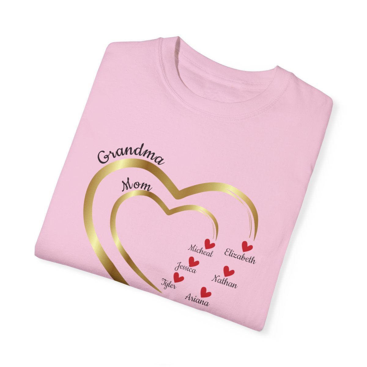 Mom-Grandma Hearts | Personalized Name | T-shirt
