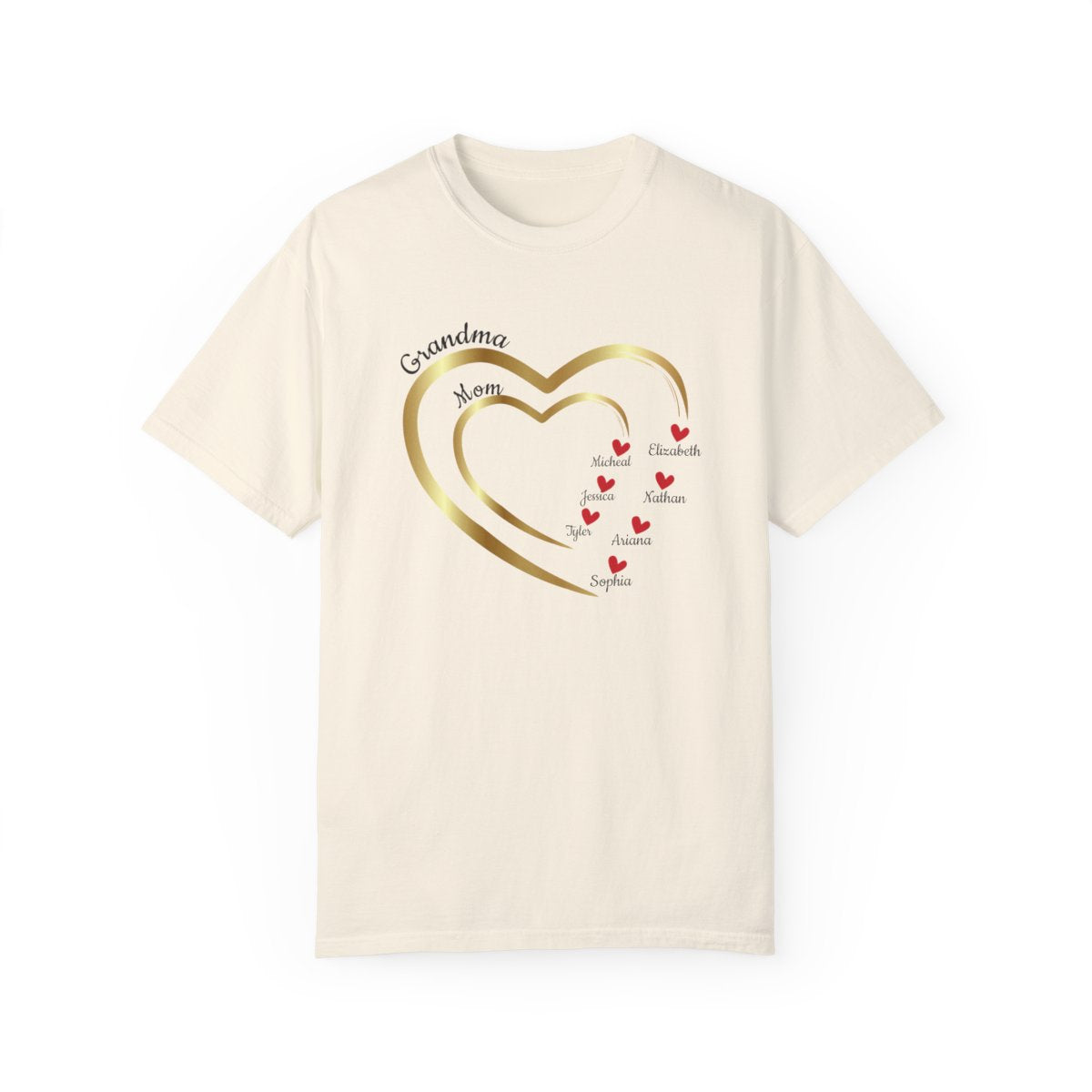 Mom-Grandma Hearts | Personalized Name | T-shirt