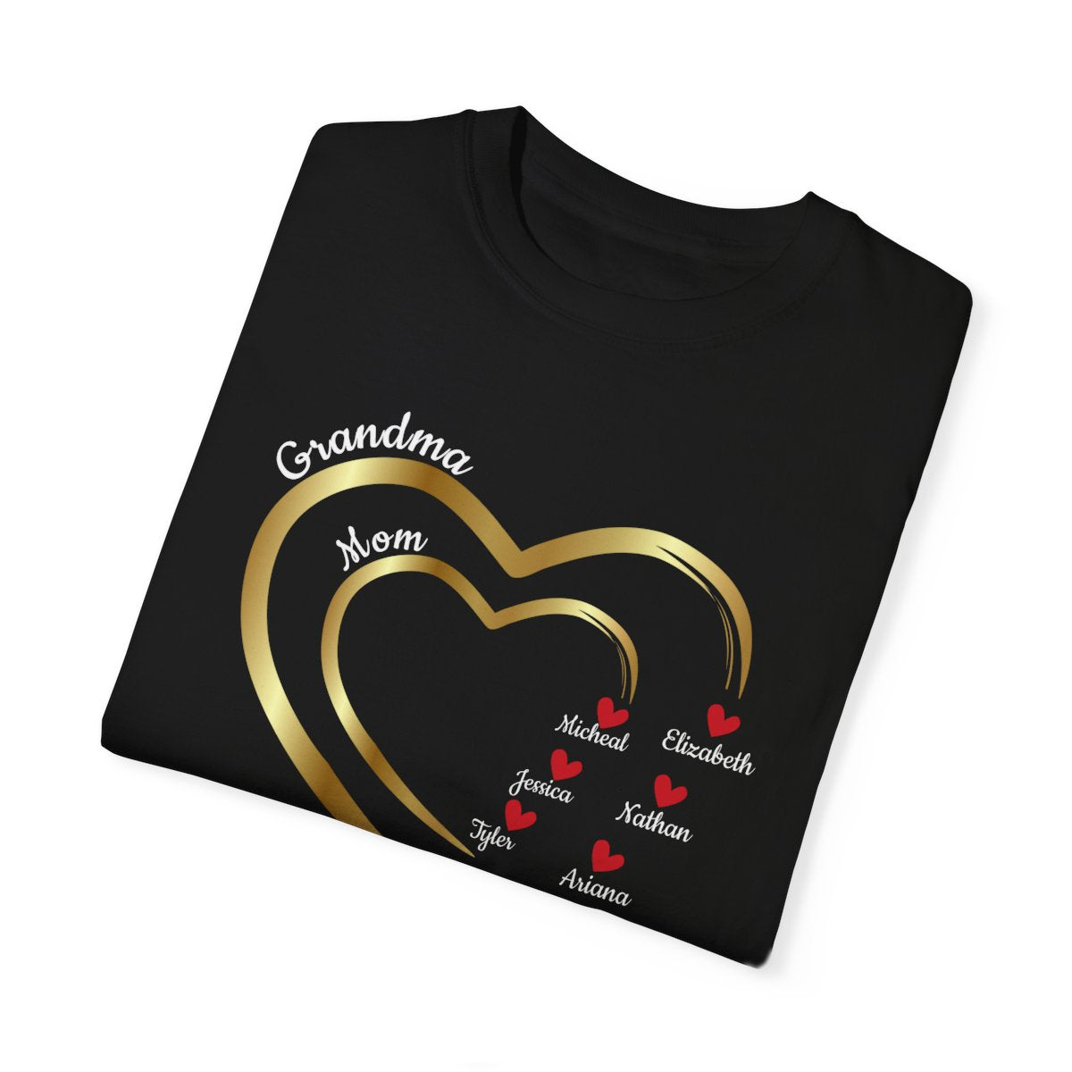 Mom-Grandma Hearts | Personalized Name | T-shirt