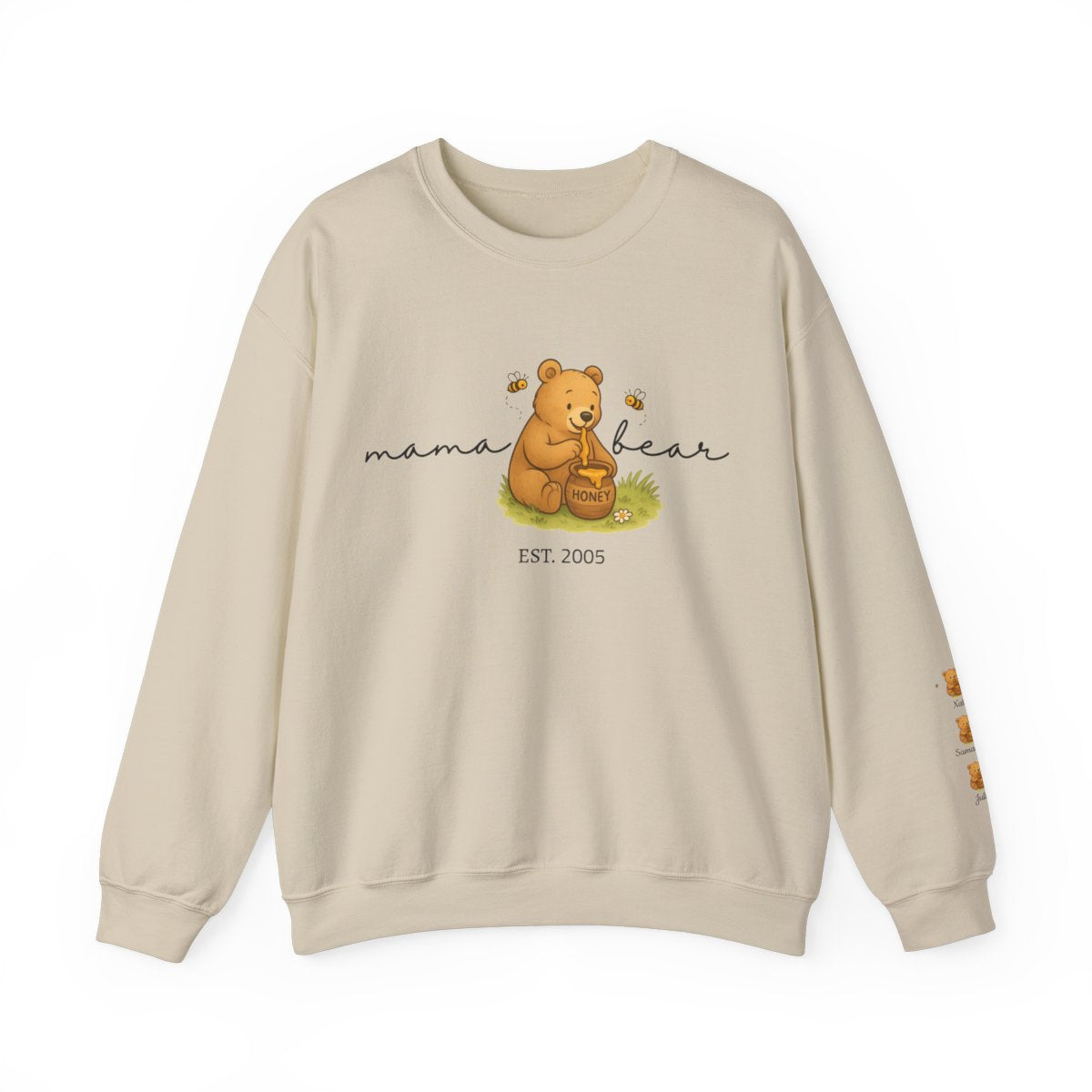 Custom Mama Bear |Sweatshirt | Personalized Est with Kids Name on Sleeve | Perfect for Mother's Day