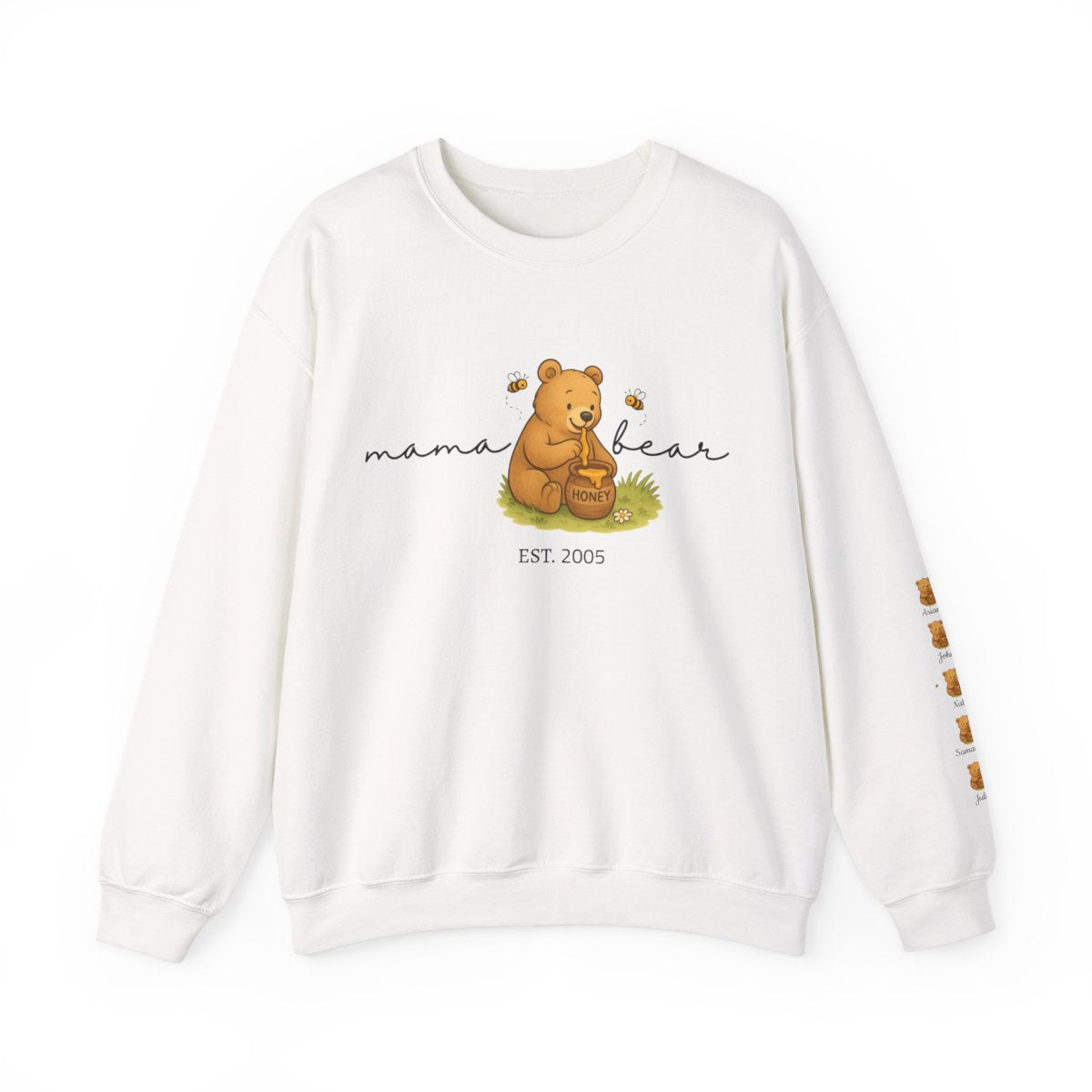Custom Mama Bear |Sweatshirt | Personalized Est with Kids Name on Sleeve | Perfect for Mother's Day
