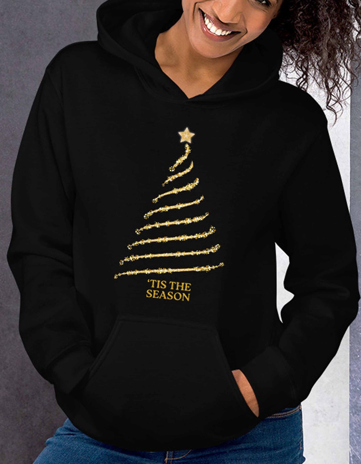 'Tis The Season | Gold Christmas Tree | Unisex Hoodie