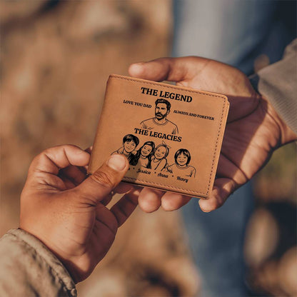 Personalized family Photo | The Legend | The Legacies |Dad's  Leather Wallet