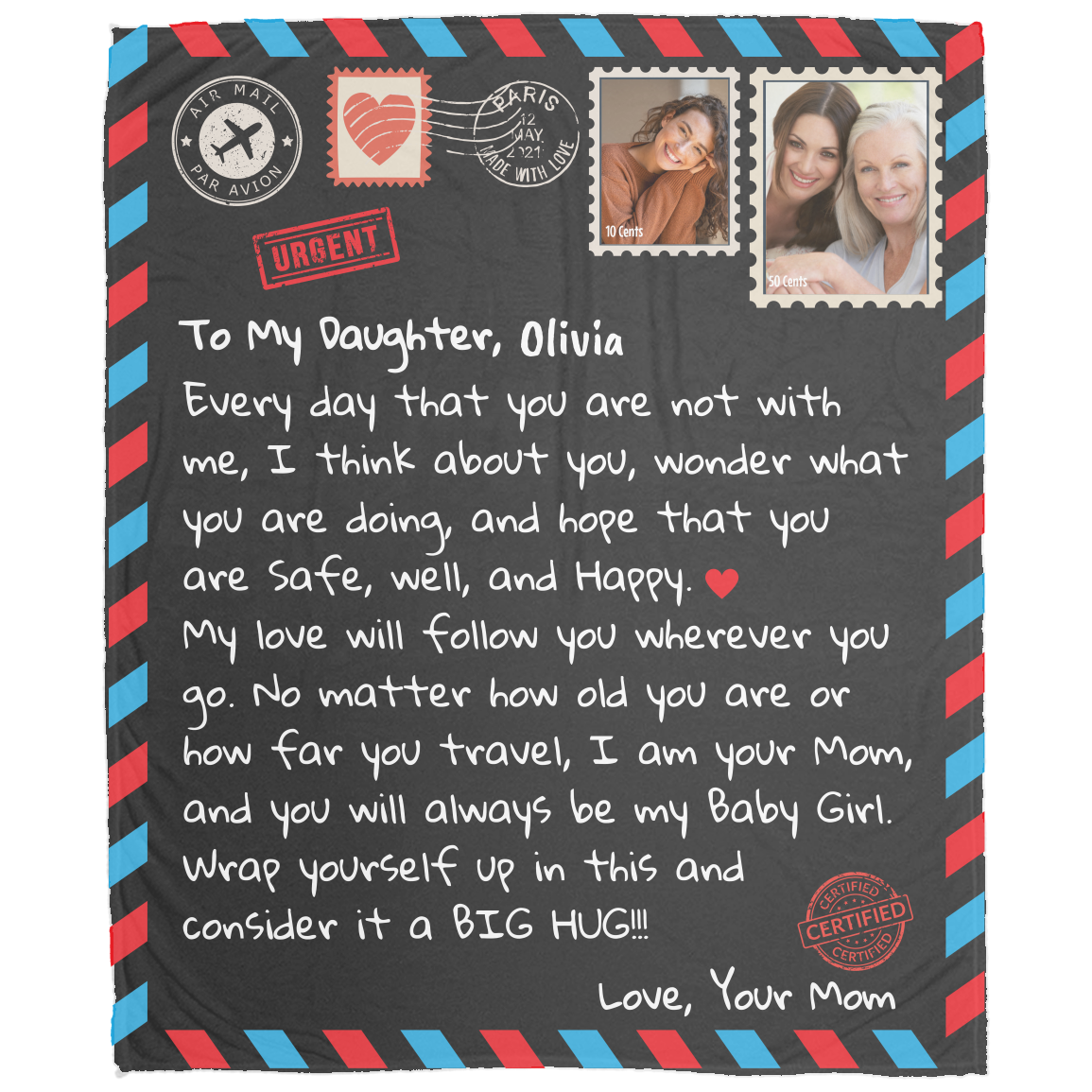 Personalize Photo Stamp | To My Daughter | Blanket