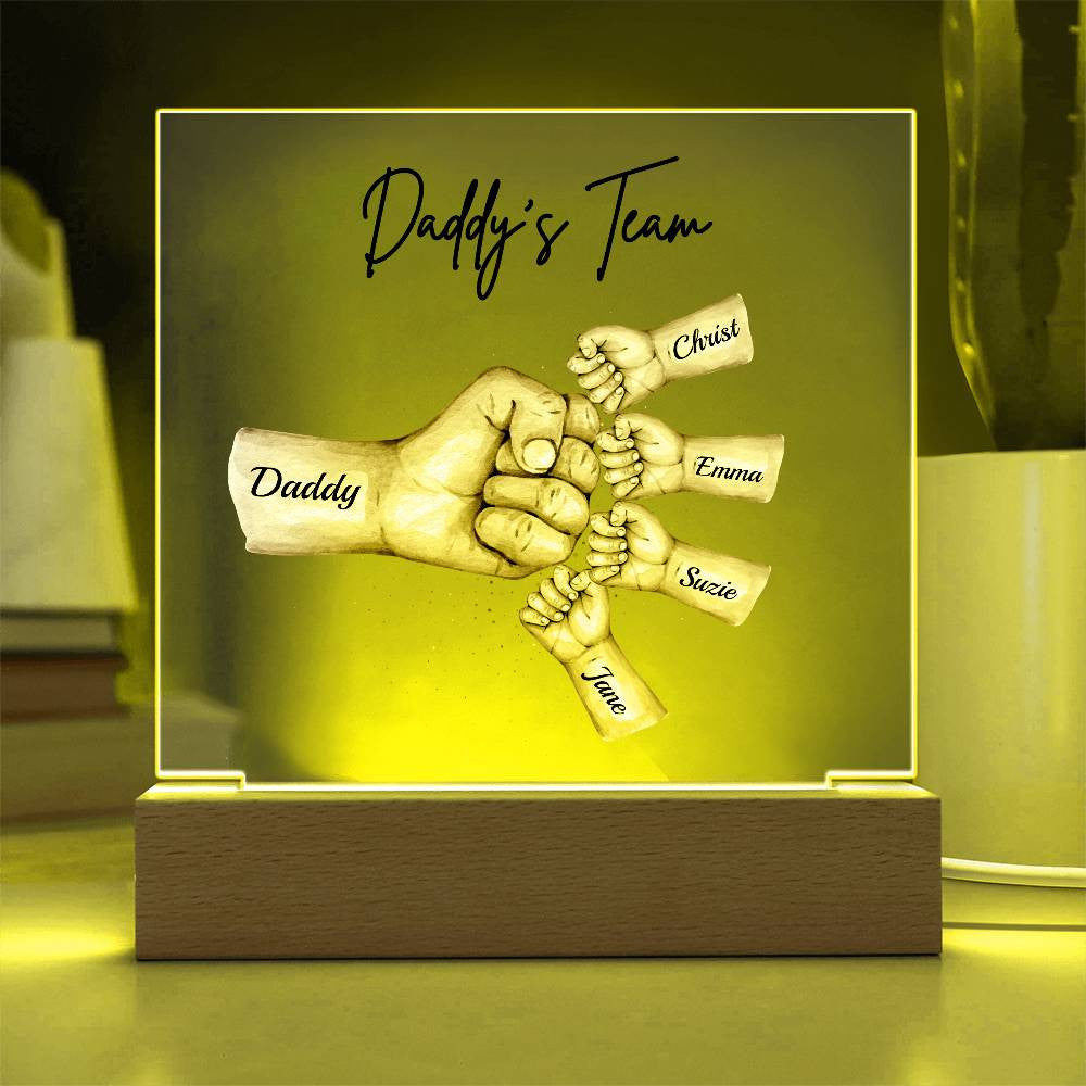 Daddy's Team | Personalized |Acrylic Plaque with LED Night Light