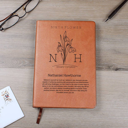 Personalized  Name & Birth Flower|  Journal | January - December | Quotes