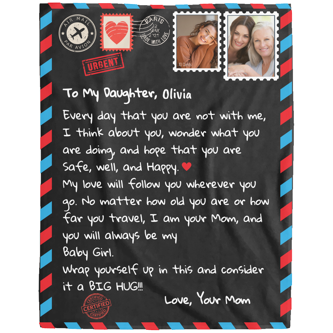 Personalize Photo Stamp | To My Daughter | Blanket