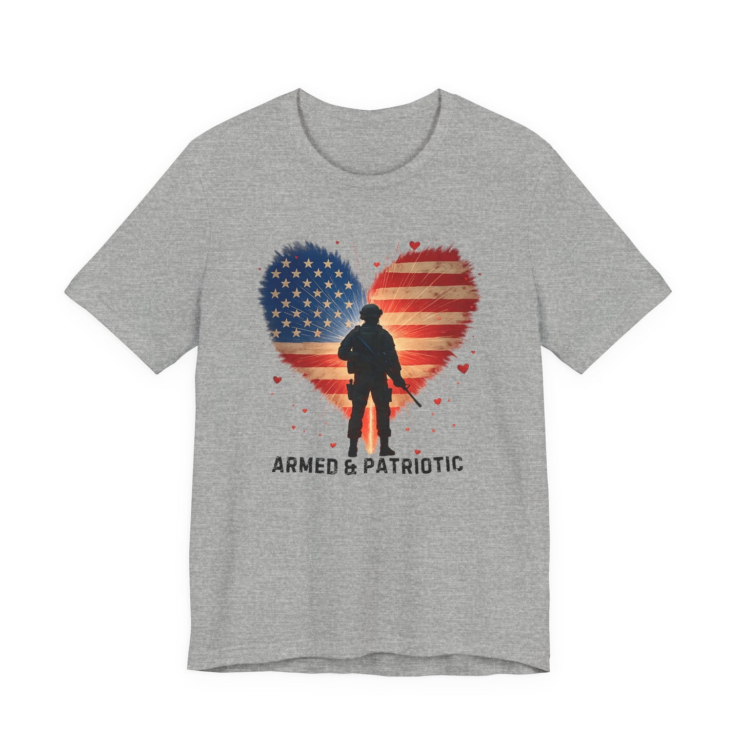 American Flag | Glowing Heart | Armed & Patriotic | T-Shirt