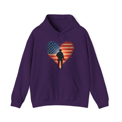 Glowing Heart |  American Flag | Armed & Patriotic | Hoodie