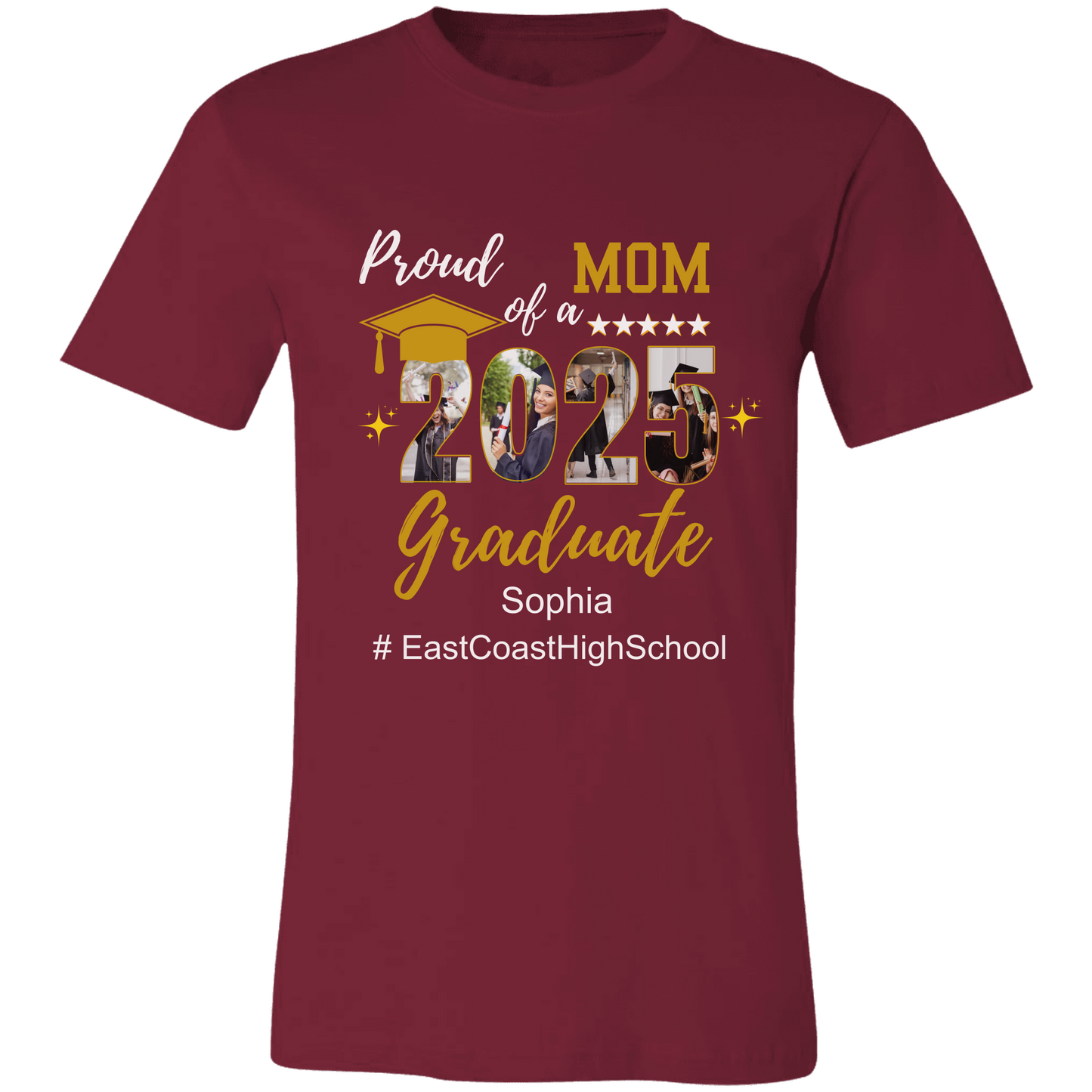 Personalized Name and School | Proud Mom of a Graduate |Tee