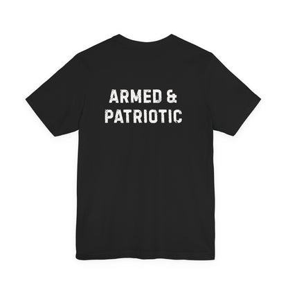 Glowing Heart | American Flag | Armed & Patriotic | T-Shirt | Back & Front Design