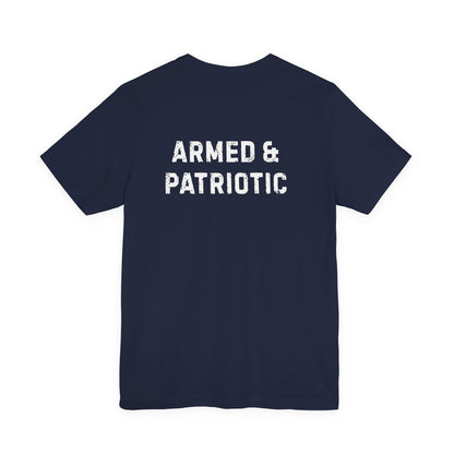 Glowing Heart | American Flag | Armed & Patriotic | T-Shirt | Back & Front Design
