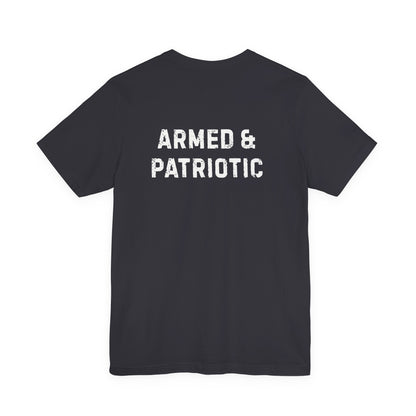 Glowing Heart | American Flag | Armed & Patriotic | T-Shirt | Back & Front Design