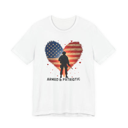 American Flag | Glowing Heart | Armed & Patriotic | T-Shirt