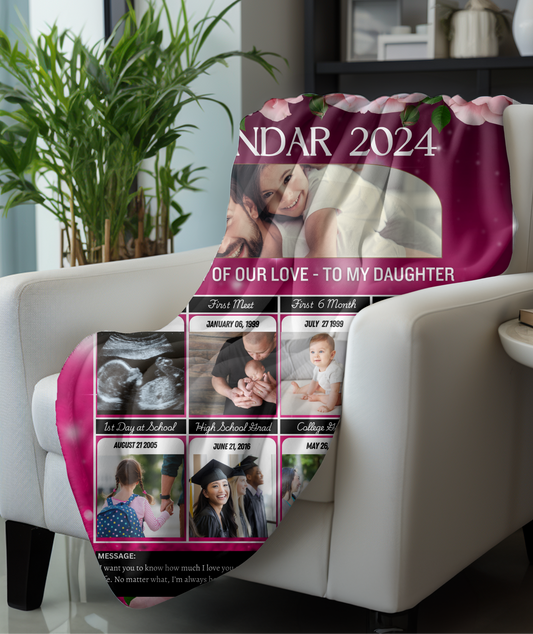To my Daughter  - Personalized Calendar Blanket