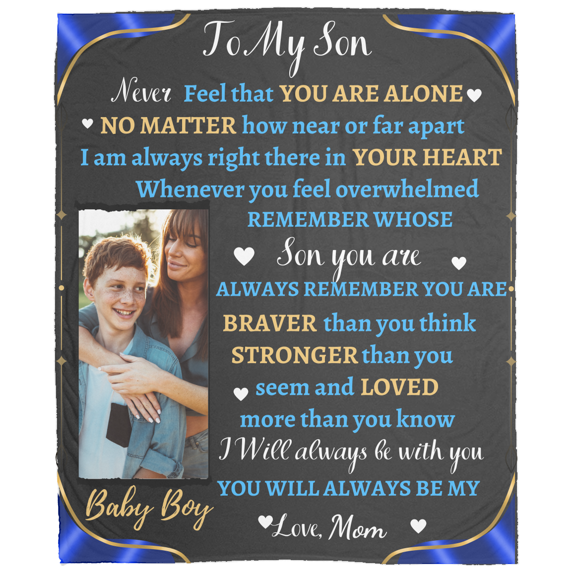 Personalized photo Blanket - To My Son