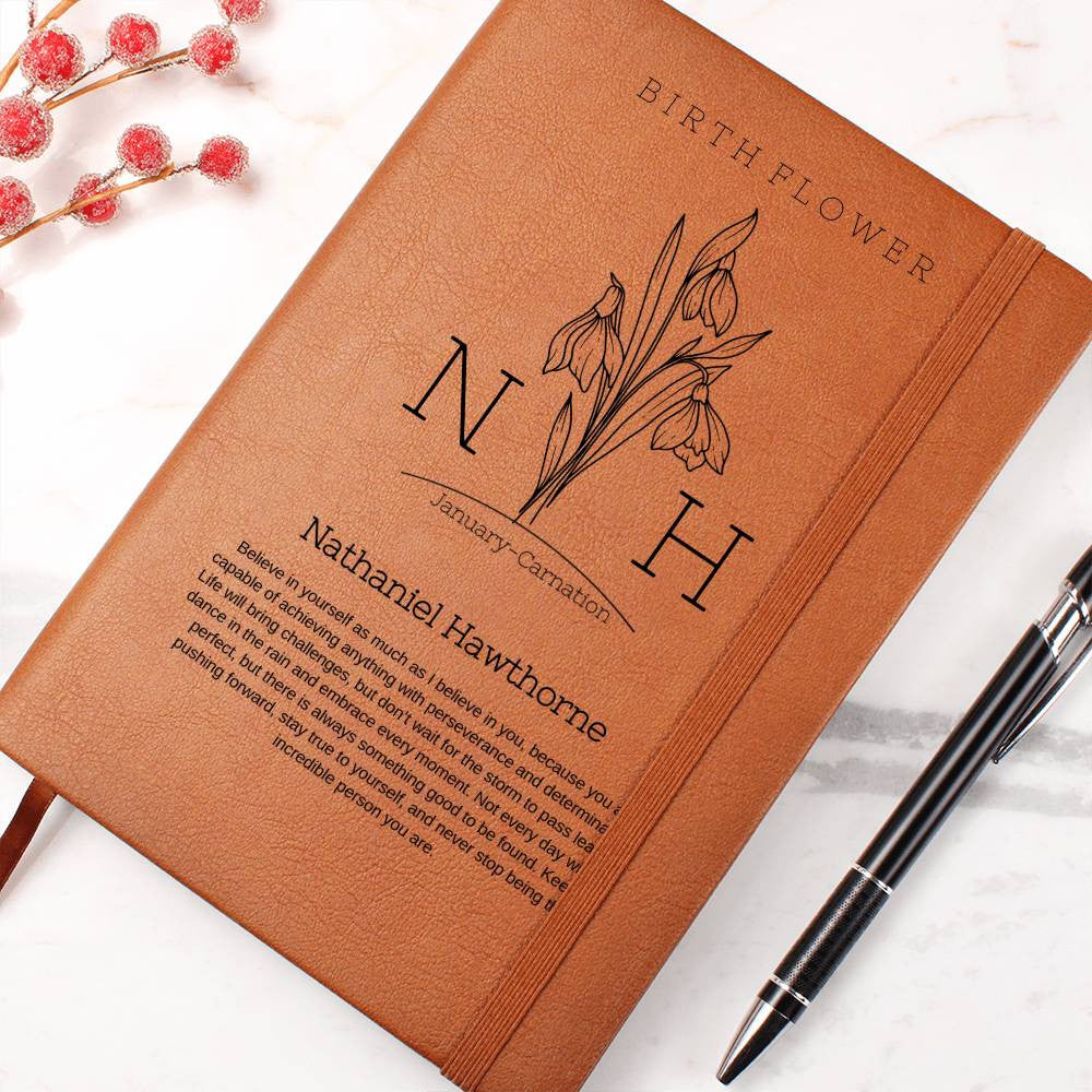 Personalized  Name & Birth Flower|  Journal | January - December | Quotes