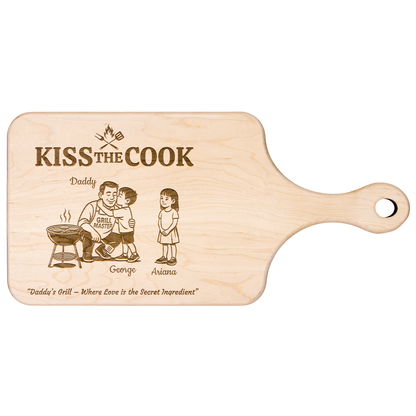 Kiss The Cook | Father's Day Gift | Hardwood Paddle Cutting Board