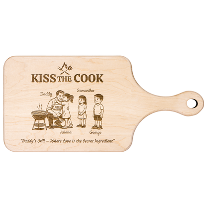 Kiss The Cook | Father's Day Gift | Hardwood Paddle Cutting Board