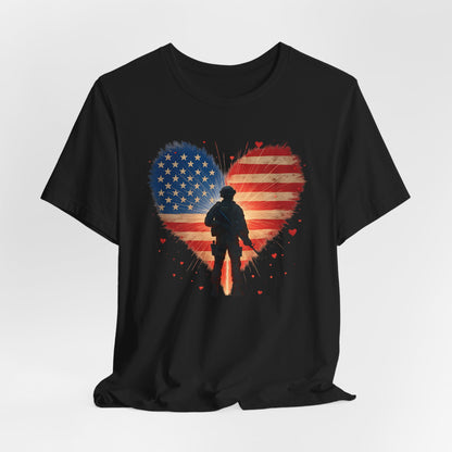 Glowing Heart | American Flag | Armed & Patriotic | T-Shirt | Back & Front Design