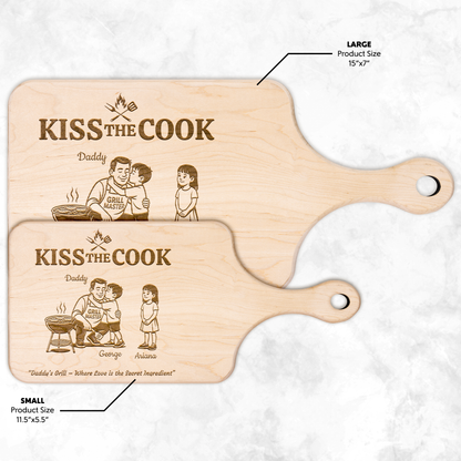 Kiss The Cook | Father's Day Gift | Hardwood Paddle Cutting Board