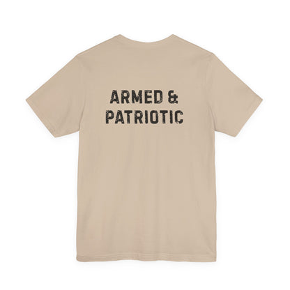 Glowing Heart | American Flag | Armed & Patriotic | T-Shirt | Back & Front Design
