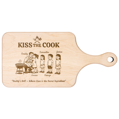 Kiss The Cook | Father's Day Gift | Hardwood Paddle Cutting Board