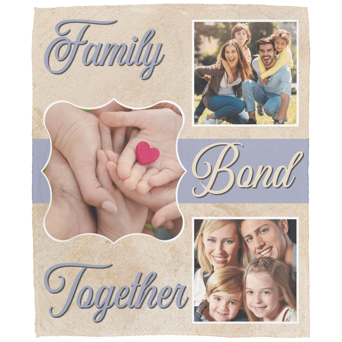 Family Bond Together | Personalize Photo | Blanket | Grunge Texture