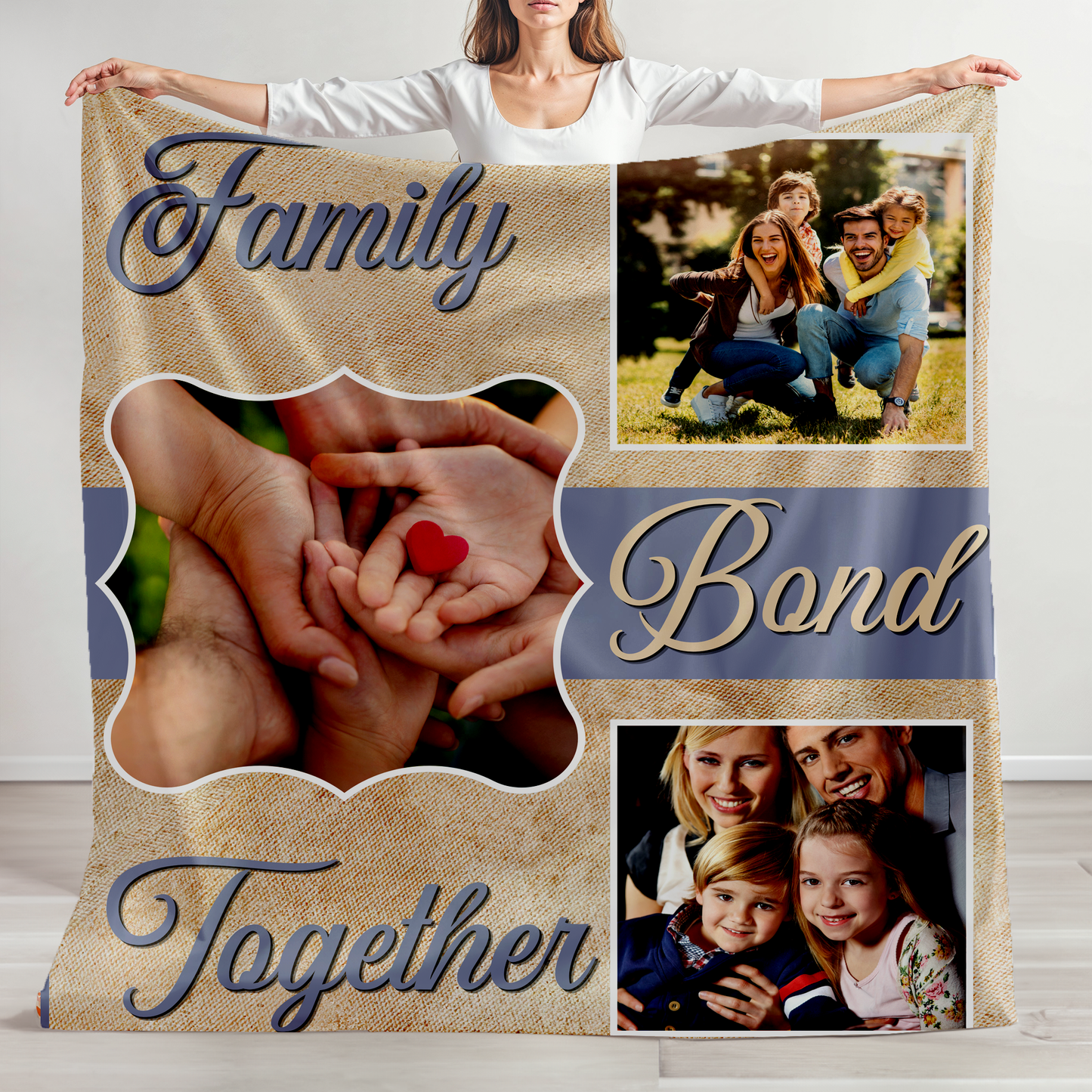 Family Bond Together | Personalize Photo | Blanket | Grunge Texture