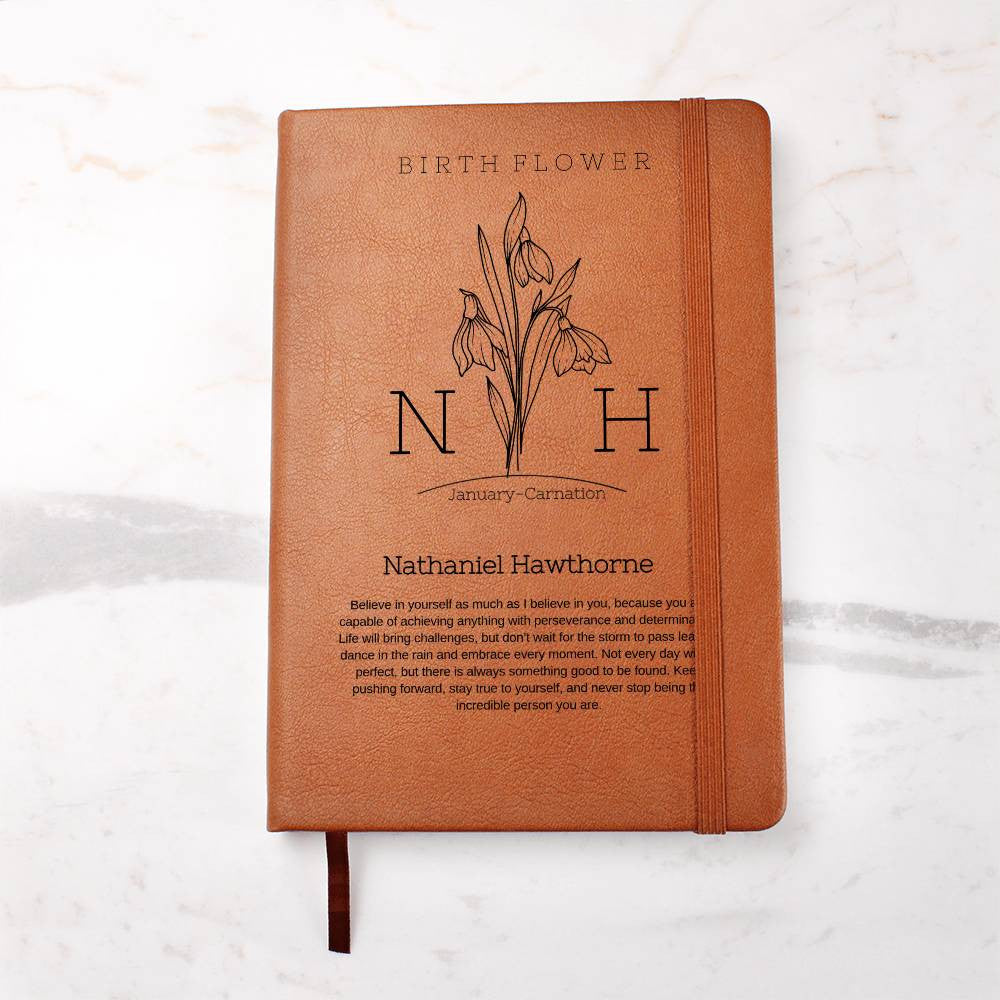 Personalized  Name & Birth Flower|  Journal | January - December | Quotes