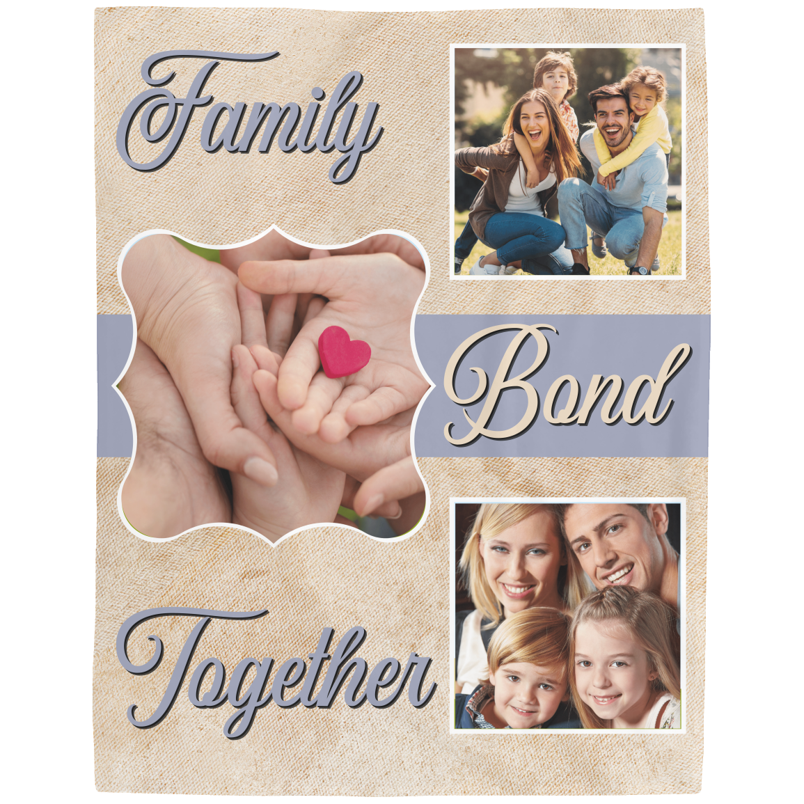 Family Bond Together | Personalize Photo | Blanket | Grunge Texture