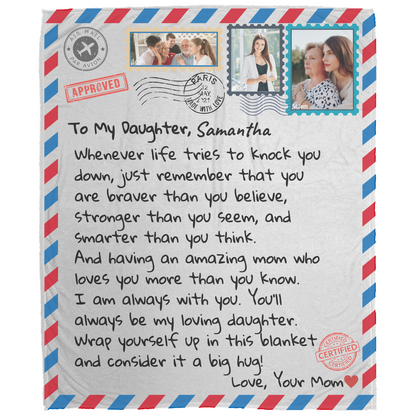 Personalized Photo Stamp | To My Daughter |Letter Blanket