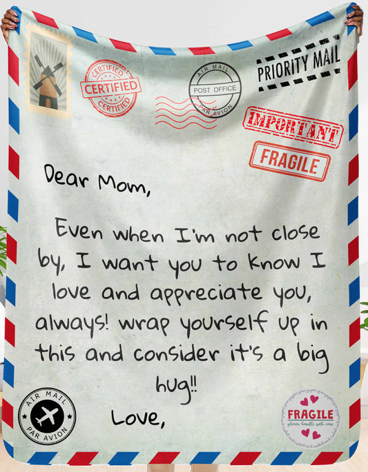 Personalized | Air Mail Blanket |Dear Mom