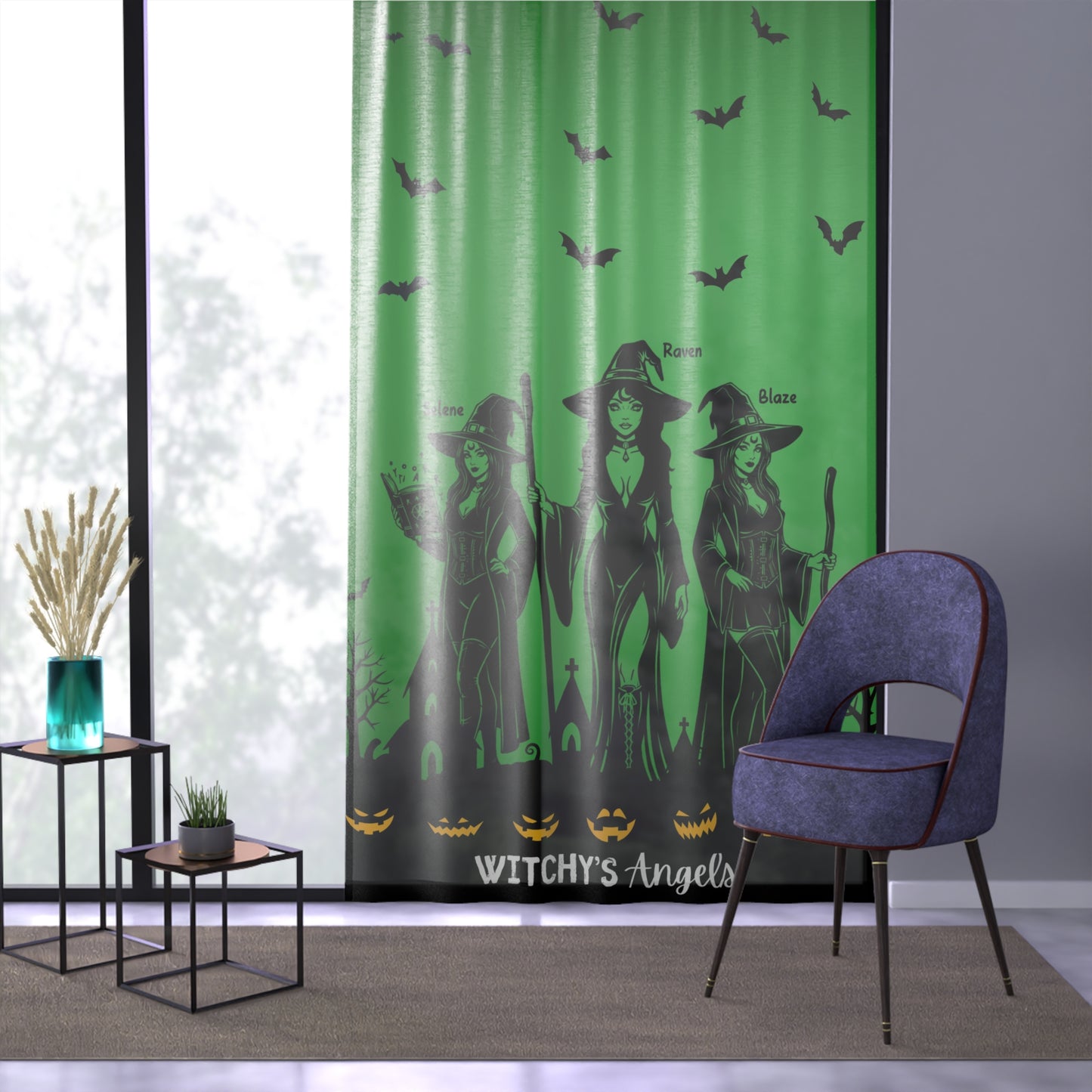 Witchy's Angels | Halloween Style | Home Decor| Sheer Window Curtain
