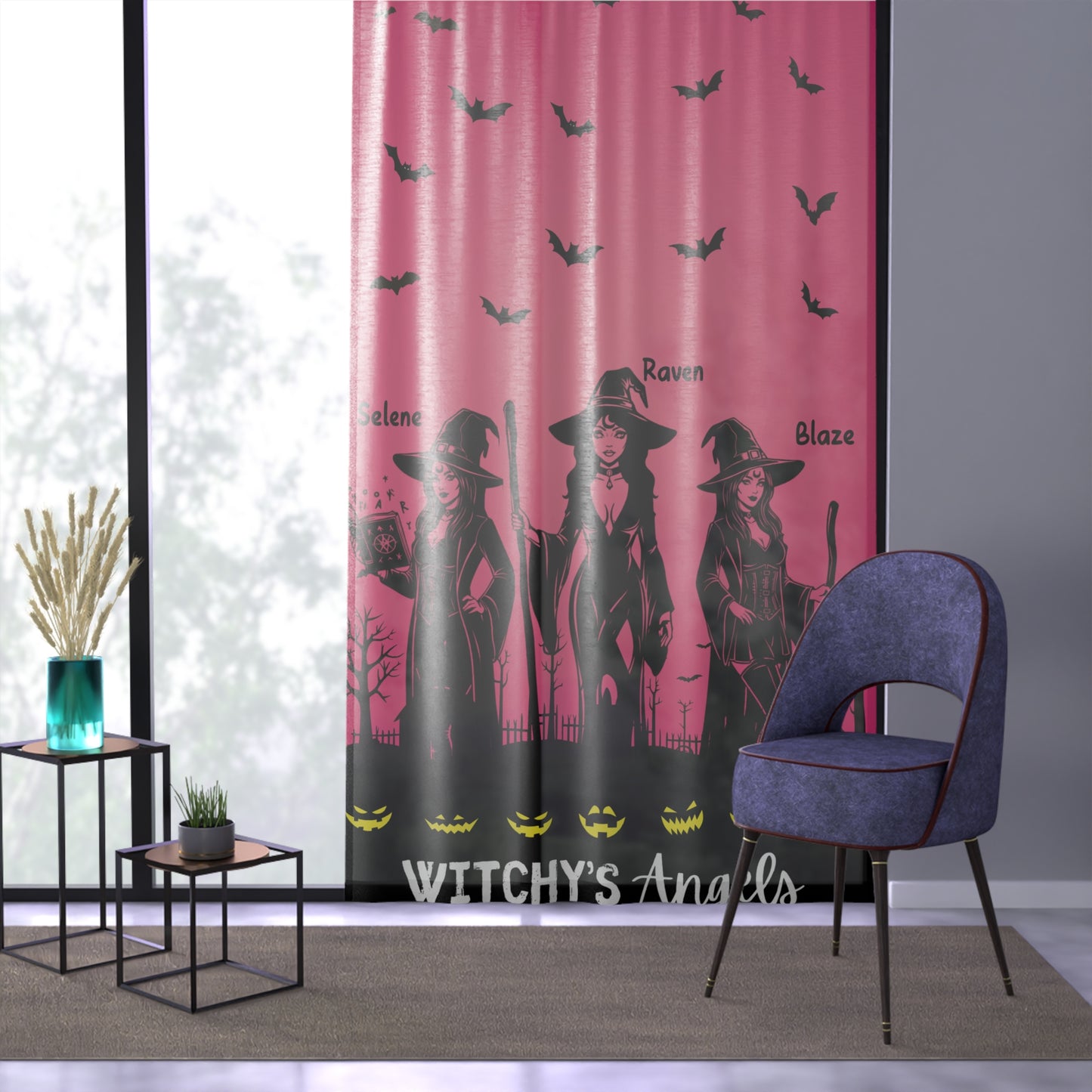 Witchy's Angels | Halloween Style | Home Decor | Sheer Window Curtain