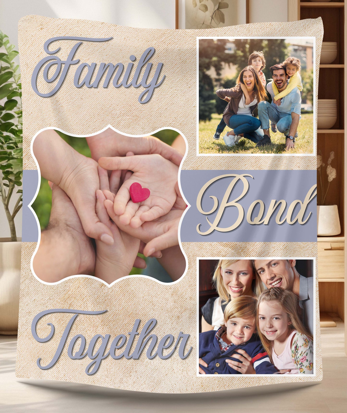 Family Bond Together | Personalize Photo | Blanket | Grunge Texture