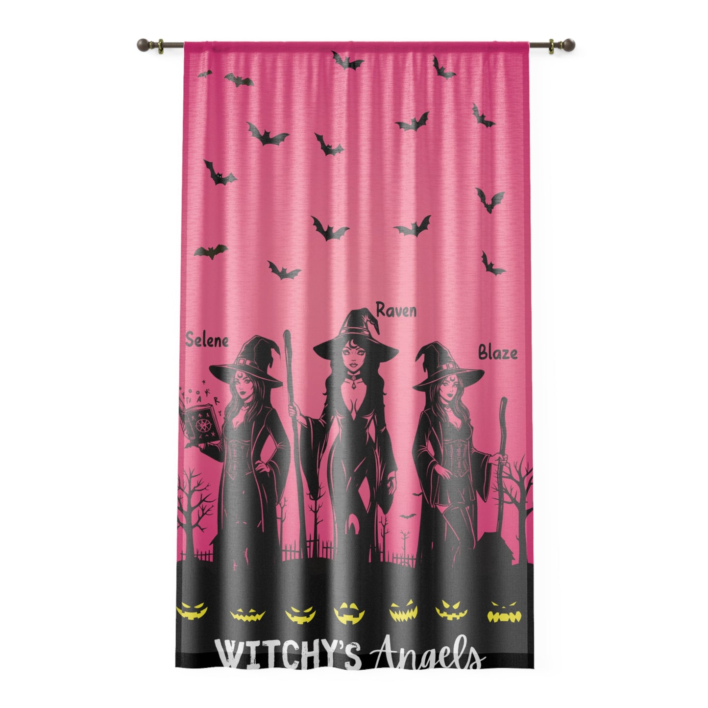 Witchy's Angels | Halloween Style | Home Decor | Sheer Window Curtain