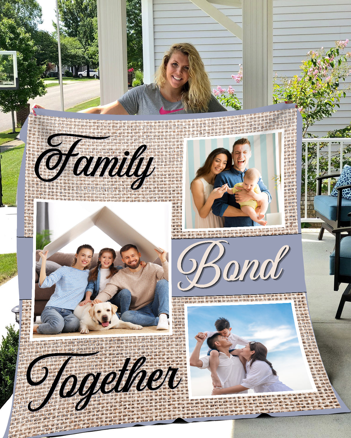 Family Bond Together | Personalize Photo | Blanket | Rustic Canvas