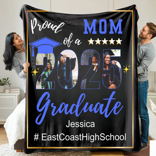 Personalized Name and School | Proud Mom of aGraduate | Blanket