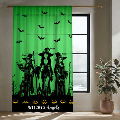 Witchy's Angels | Halloween Style | Home Decor| Sheer Window Curtain